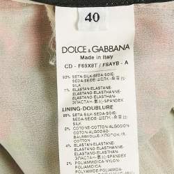 Pre Owned Dolce & Gabbana Red Geranium Print Silk Chiffon Ruched Dress S