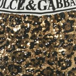 Pre Owned Dolce & Gabbana Metallic Leopard Pattern Sequin Trackpants M
