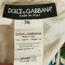 Pre Owned Dolce & Gabbana White Majolica Print Cotton Poplin Mini Dress XS
