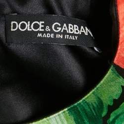 Pre Owned Dolce & Gabbana Black Floral Print Satin Puff Sleeve Mini Dress S