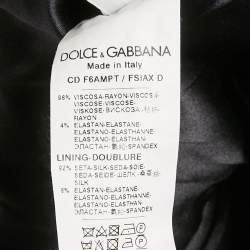 Pre Owned Dolce & Gabbana Black Floral Print Satin Puff Sleeve Mini Dress S