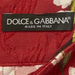 Pre Owned Dolce & Gabbana Red Floral Print Cotton Silk Mini Skirt S