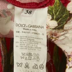 Pre Owned Dolce & Gabbana Red Floral Print Cotton Silk Mini Skirt S
