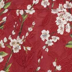 Pre Owned Dolce & Gabbana Red Floral Print Cotton Silk Mini Skirt S