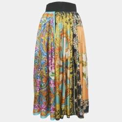 Pre Owned Dolce & Gabbana Multicolor Printed Silk Maxi Skirt S