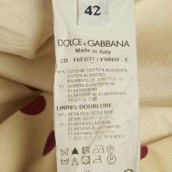 Pre Owned Dolce & Gabbana Cream Polka Dotted Cotton Sleeveless Short Dress M