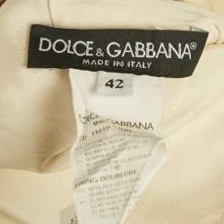 Pre Owned Dolce & Gabbana Cream Polka Dotted Cotton Sleeveless Short Dress M