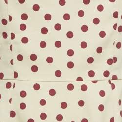 Pre Owned Dolce & Gabbana Cream Polka Dotted Cotton Sleeveless Short Dress M