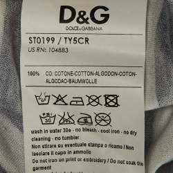 Pre Owned D&G Blue/White Stripe Cotton Beaded Top M