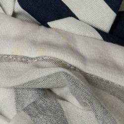 Pre Owned D&G Blue/White Stripe Cotton Beaded Top M