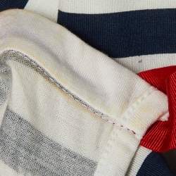 Pre Owned D&G Blue/White Stripe Cotton Beaded Top M