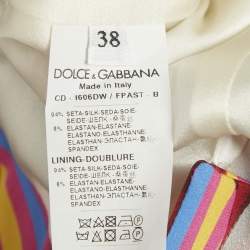 Pre Owned Dolce & Gabbana Multicolor Printed Silk Ruched Midi Dress S