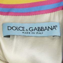 Pre Owned Dolce & Gabbana Multicolor Printed Silk Ruched Midi Dress S