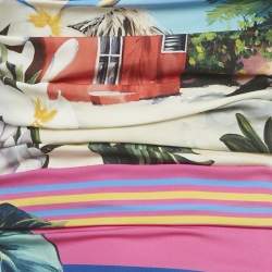 Pre Owned Dolce & Gabbana Multicolor Printed Silk Ruched Midi Dress S