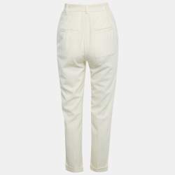 Pre Owned Dolce & Gabbana Cream Crepe Trousers S