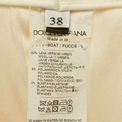 Pre Owned Dolce & Gabbana Cream Crepe Trousers S