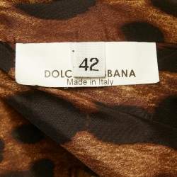 Pre Owned Dolce & Gabbana Grey Herringbone Wool Coat S