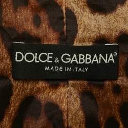Pre Owned Dolce & Gabbana Grey Herringbone Wool Coat S