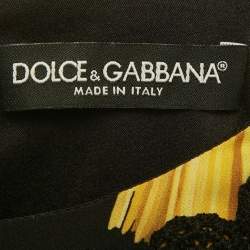 مملوكة مسبقًا Dolce & Gabbana Black Printed Crepe Mini Dress M