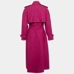 Pre Owned Dolce & Gabbana Pink Wool Blend Double Breasted Long Trench Coat XS 