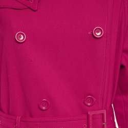 Pre Owned Dolce & Gabbana Pink Wool Blend Double Breasted Long Trench Coat XS 
