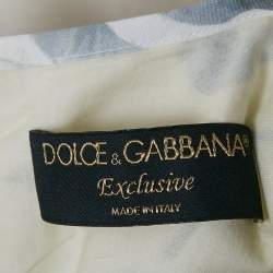 Pre Owned Dolce & Gabbana White Floral Print Cotton Midi Dress M