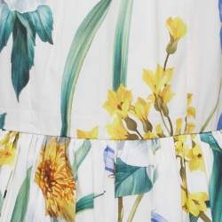 Pre Owned Dolce & Gabbana White Floral Print Cotton Midi Dress M