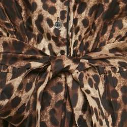 Pre Owned Dolce & Gabbana Brown Leopard Print Silk Jumpsuit S