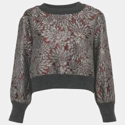 Pre Owned Dolce & Gabbana Burgundy Jacquard Sweatshirt M
