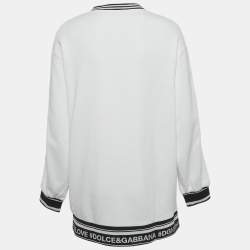 Pre Owned Dolce & Gabbana White Band Logo Cotton Sweatshirt M