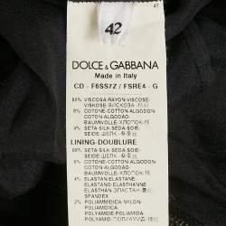 Pre Owned Dolce & Gabbana Black Printed Heart Applique Crepe Mini Dress M