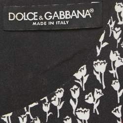 Pre Owned Dolce & Gabbana Black Printed Heart Applique Crepe Mini Dress M