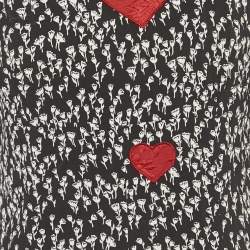Pre Owned Dolce & Gabbana Black Printed Heart Applique Crepe Mini Dress M
