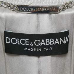 Pre Owned Dolce & Gabbana Grey Cotton Blend Blazer & Skirt Set M