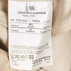 Pre Owned Dolce & Gabbana Beige Cotton Straight-Leg Jeans S Waist 28"
