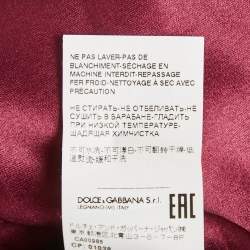 Pre Owned Dolce & Gabbana Burgundy Polka Dot Silk Wrap Detail Midi Dress L