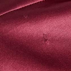 Pre Owned Dolce & Gabbana Burgundy Polka Dot Silk Wrap Detail Midi Dress L