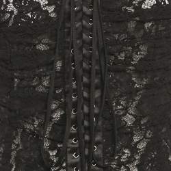 Pre Owned Dolce & Gabbana Black Lace Criss Cross Detail Sheer Mini Dress S