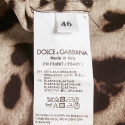 Pre Owned طقم قميص و بنطال حرير بطبعة فهد بني دولتشي آند غابانا مقاس متوسط / كبير
