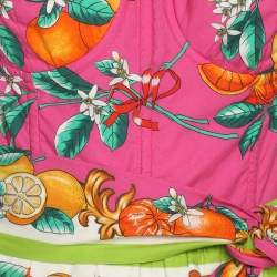 Pre Owned فستان دولتشي أند غابانا قطن طباعة فاكهة استوائية متعددة الألوان مع حزام ماكسي مقاس متوسط - ميديام