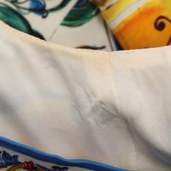 Pre Owned Dolce & Gabbana Multicolor Majolica Print Stretch Silk Midi Dress S