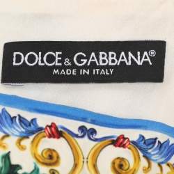 Pre Owned Dolce & Gabbana Multicolor Majolica Print Stretch Silk Midi Dress S