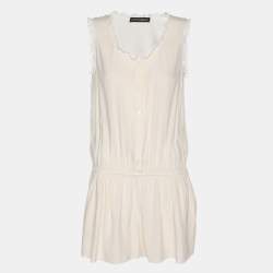 Pre Owned Dolce & Gabbana White Cream Satin Jumpsuit M