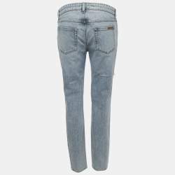 Pre Owned بنطلون جينز دينيم متضرر دولتشي أند غابانا أزرق فاتح مقاس صغير خصر 29 بوصة