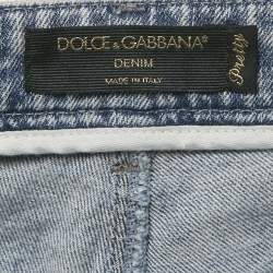 Pre Owned بنطلون جينز دينيم متضرر دولتشي أند غابانا أزرق فاتح مقاس صغير خصر 29 بوصة