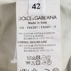 Pre Owned Dolce & Gabbana Banana Leaf Print Cotton Poplin Dress M