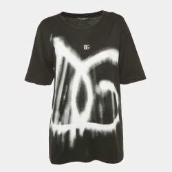 Pre Owned Dolce & Gabbana Black Graffiti Logo Oversized T-Shirt XS 