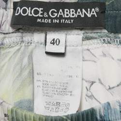 مملوكة مسبقًا Dolce & Gabbana Green Printed Silk Shorts S