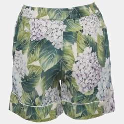 مملوكة مسبقًا Dolce & Gabbana Green Printed Silk Shorts S