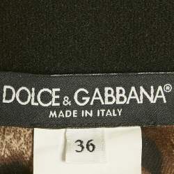 مملوكة مسبقًا Dolce & Gabbana Brown Animal & Floral Print Crepe Midi Skirt XS